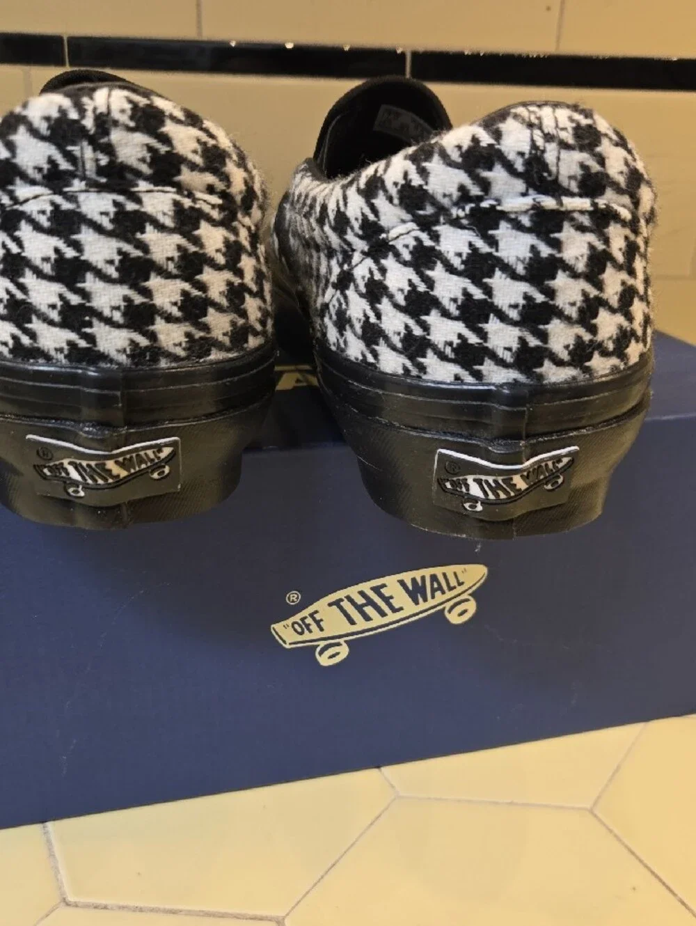 Vans Black & White Houndstooth Slip-On Loafers - Picture 3 of 4